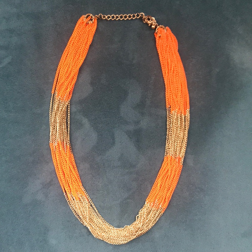 Gold and Bright Orange Necklace